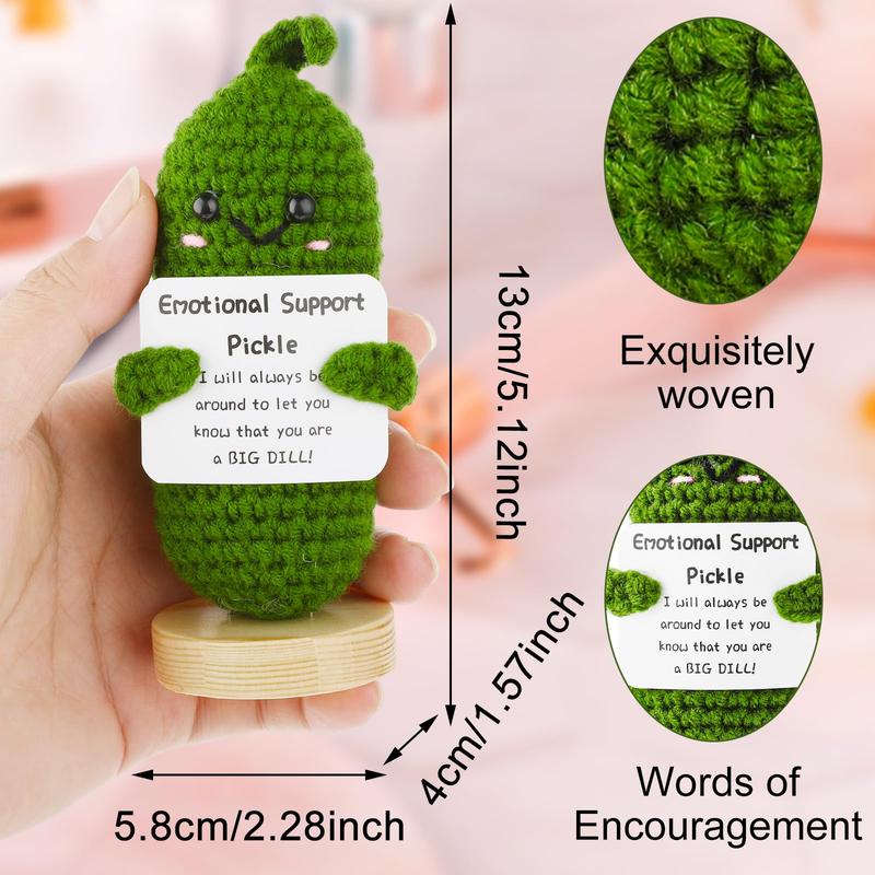 Handmade Mini Funny Positive Emotional Support Pickle, Cute Stuff Funny Knitted Wool Handwoven Ornaments Christmas Crochet Gifts for Woman Coworkers Friend Family