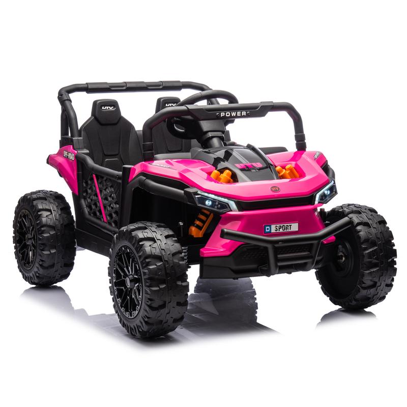 24V Kids Ride On UTV,Electric Toy For Kids w Parents Remote Control,Four Wheel suspension,Low Start,Adjustable speed,Multimedia player,Early Education,Bluetooth,Rear storage space for kids aged 3+.