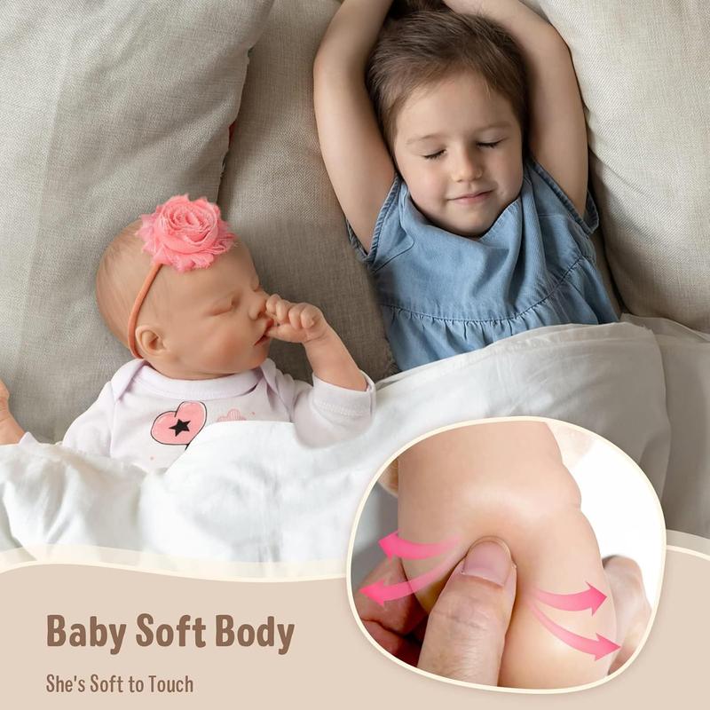 BABESIDE Lifelike Reborn Baby Dolls - 17Inch Soft Realistic-Newborn Baby Dolls with All Accessories Handmade Sleeping Babies Doll for Authentic Experience, for 3+ Years Old Girls