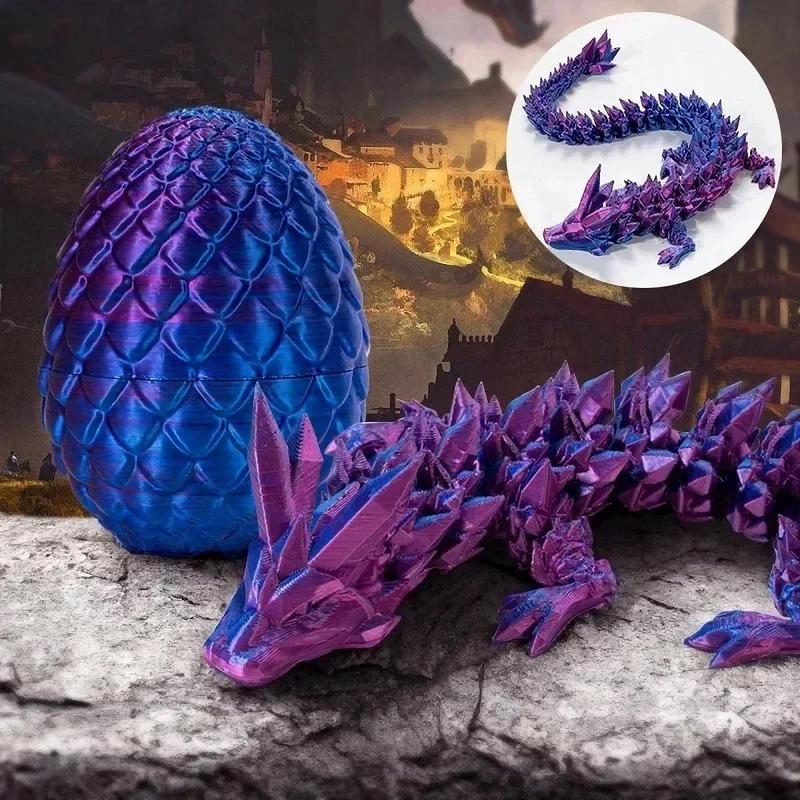 Dragon & Egg Design 3D Printed Fidget Toy, 2 Counts set Creative Collectible Ornament, Room Ornaments Gothic Decor