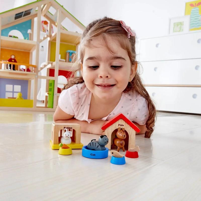 Hape Family Pets Wooden Dollhouse Animal Set