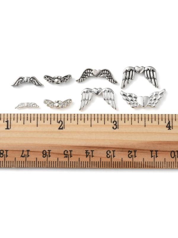 120pcs box Vintage Angel Wing & Heart Design Charm, DIY Jewelry Accessories For Bracelet Necklace, Bracelet Making Tool