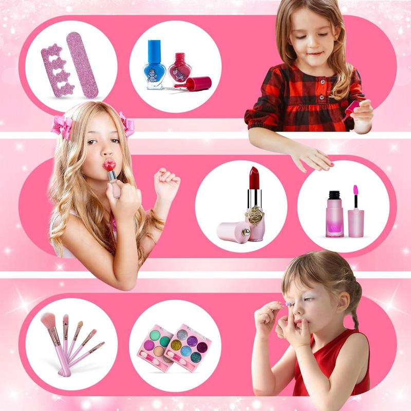 Kids Makeup Kit for Girl-Washable Makeup for Kids with Colorful Unicorn Bag,Toddler Girl Toys Pretend Makeup Beauty Set Toys, Birthday Gifts for Girls at The Age of 3,4,5,6,7,8,9,10