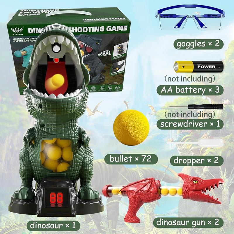 Movable Dinosaur Shooting Toys for  Boys, Shooting Target Games Toys with 2 Air Pump Gun, Spray ,toys for boys, Christmas Birthday Gifts