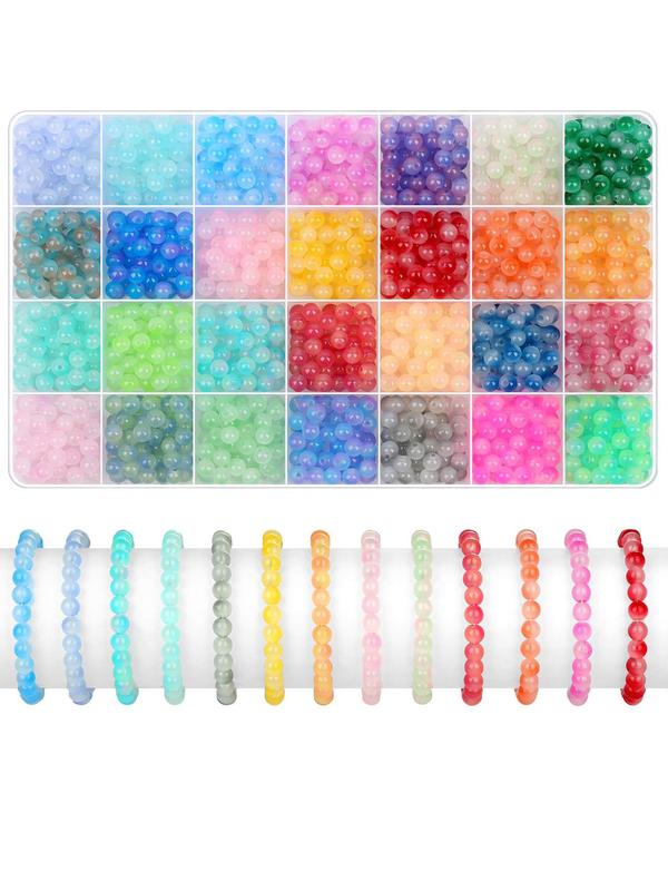 6mm Glass Beads, Simple Diy Crafts Kit Summer Jewelry Accessories for Bracelet Necklace Earrings, Fashion Accessories for Women & Girls As Gift for Fall Outfits & Fall Freshness