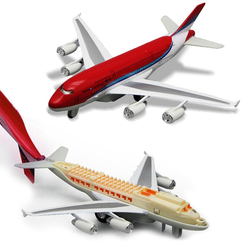 Crelloci Pull Back Die Cast Model Plane with Lights & Sounds, Airplane Toys, Bump and Go Action,  3D Anatomy View, Aircraft Vehicles Gift for Kids