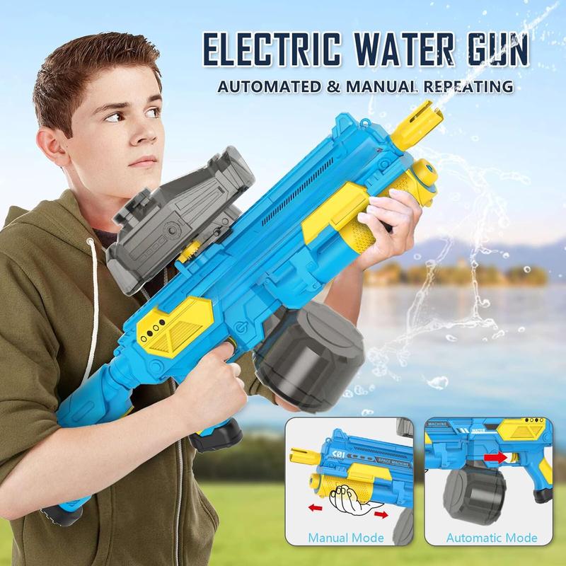 Electric Water Gun, Automatic Water Gun Powerful Full Auto Water Guns High Capacity with Tank and Water Bottles Can be Added 30 Feet Long Range Squirt Guns for Adults and Kids (White)