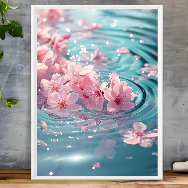 Flower Pattern DIY Diamond Art Painting Kit without Frame, DIY 5D Diamond Art Paint Kit for Home Bedroom Living Room