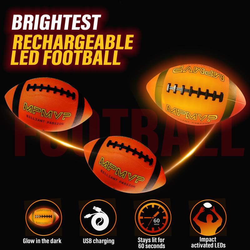 Light Up Football: Glow in the Dark Rechargeable Ball Size 6,Outdoor Sports Birthday Gifts Activity Teenage Youth Gift Ideas