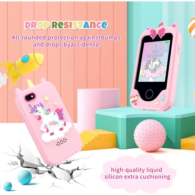 Kids Smart Phone for Girls, Christmas Birthday Gifts for Girls 3-8 Year Old, Toddler Play Cell Phone Toys with Puzzle Games, Pretend Phones for Girls Toys Age 3 4 5 6 7 8 with 8G TF-Card(Pink)