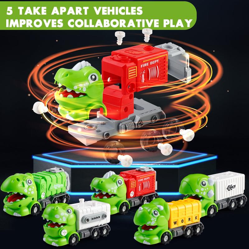 Transforming Dinosaur Truck: 5-in-1 Take-Apart Robot Toy for Kids, Featuring Dinosaur Truck Disassembly and Robot Transformation