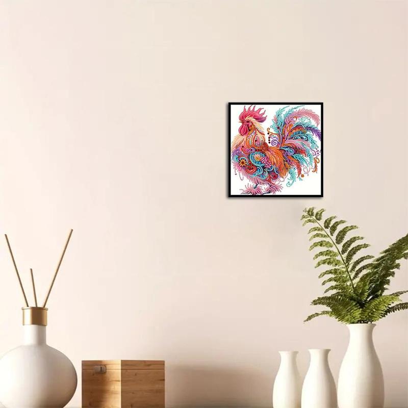 DIY Artificial Rhinestones Arts Painting Kit Without Frame, Rooster Pattern DIY Painting, Handmade Craft Art Decoration