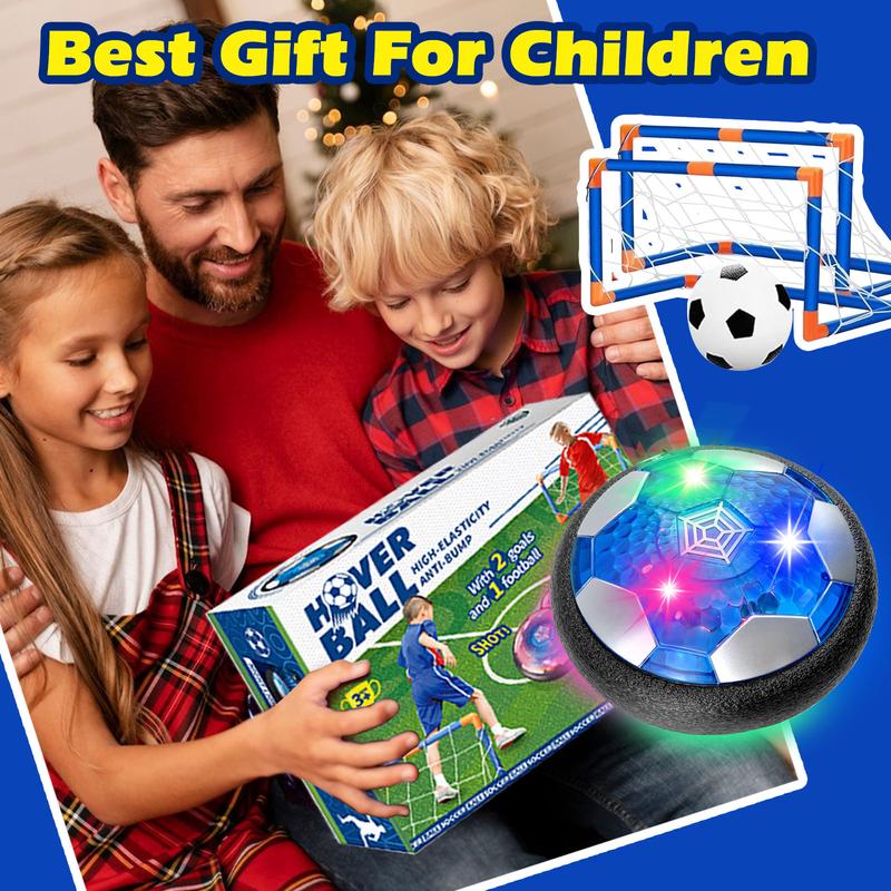 Hover Soccer Ball with 2 Goals, Rechargeable Indoor Air Floating Soccer Ball with LED Light and Foam Bumper, Perfect Birthday Xmas Gifts