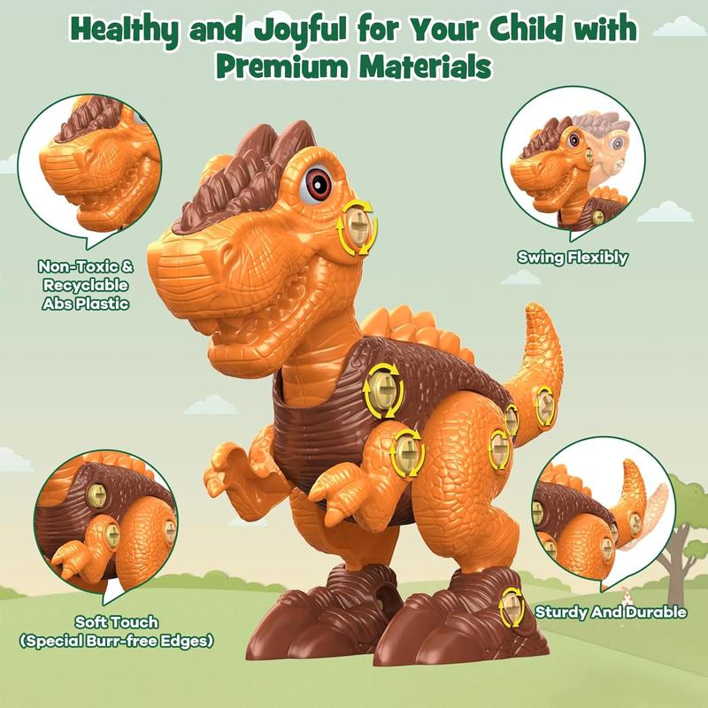 Christmas 2024 Gifts for Kids 3 Dinosaur Animal Toys Gift for Kids Take Apart STEM Kid,Construction Building Kid Toys with Electric Drill, Party Christmas Birthday Gifts for Boys Girls Jumbo Realistic Dinosaur Toy Set