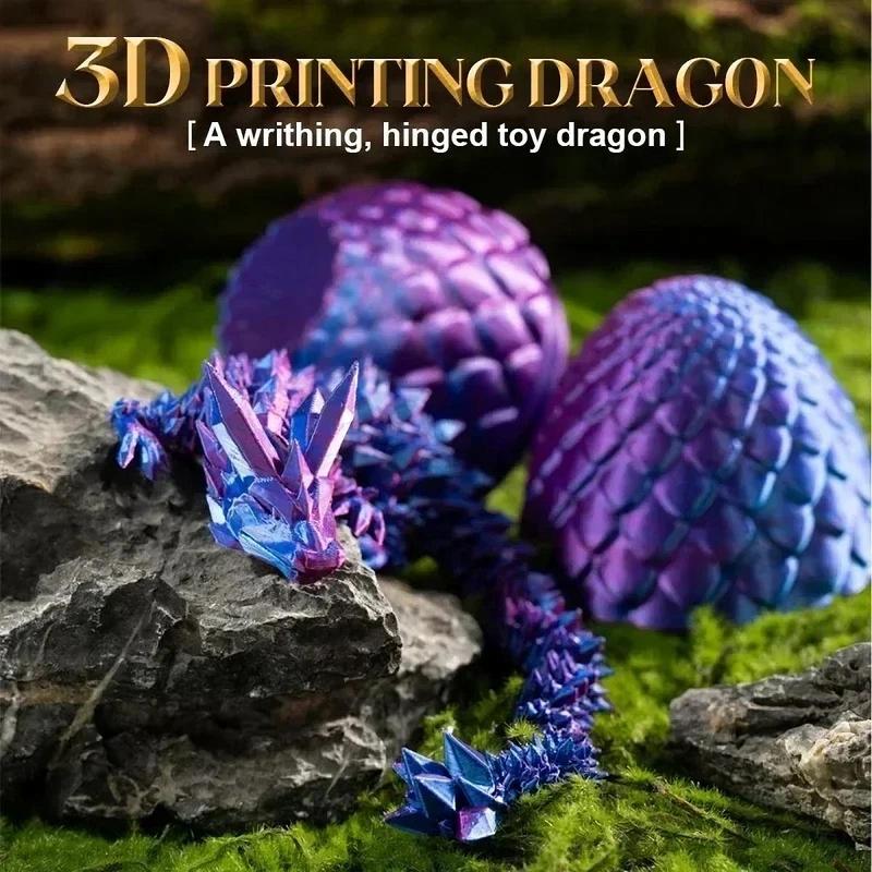 Dragon & Egg Design 3D Printed Fidget Toy, 2 Counts set Creative Collectible Ornament, Room Ornaments Gothic Decor