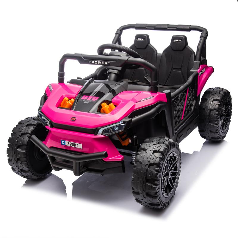 24V Kids Ride On UTV,Electric Toy For Kids w Parents Remote Control,Four Wheel suspension,Low Start,Adjustable speed,Multimedia player,Early Education,Bluetooth,Rear storage space for kids aged 3+.