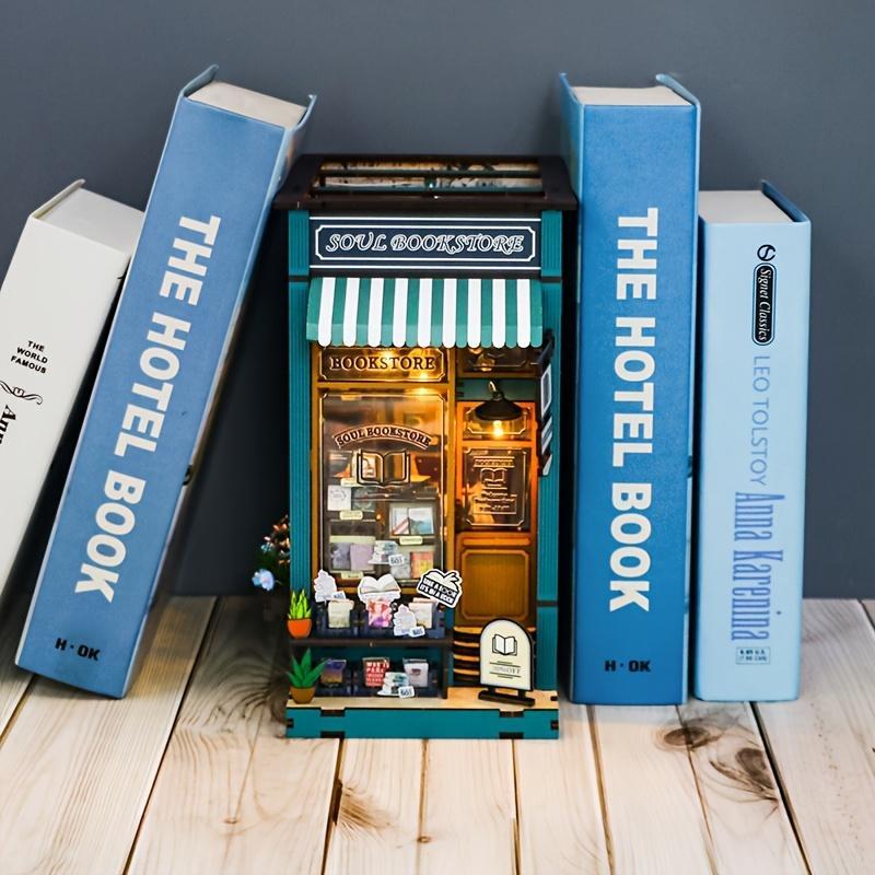 DIY Book Nook Kit, Miniature Bookstore Assemble Model Kit with Light Effect, Home Decor Micro Model, Perfect Gift for Teenagers and Adults