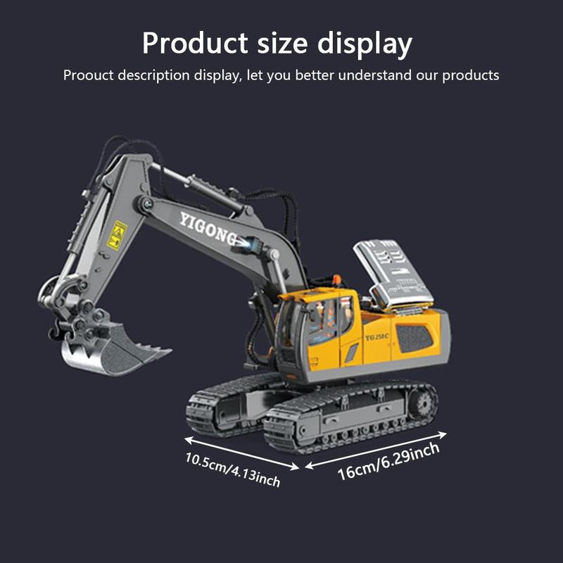 Alloy Excavator Model Toy, 1 Set Construction Excavator Toy, Fun Toy Engineering Truck, 1:20 Rotatable Remote Control Construction Vehicle Model Toy, Fidget Toys