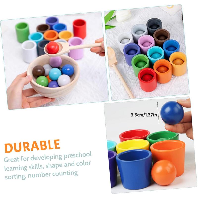 Random Color Wooden Color Matching Toy with Storage Bag, 15pcs 5pcs Montessori Sorting Game Toys, Color Matching and Quantity Calculation Game, Christmas Gift