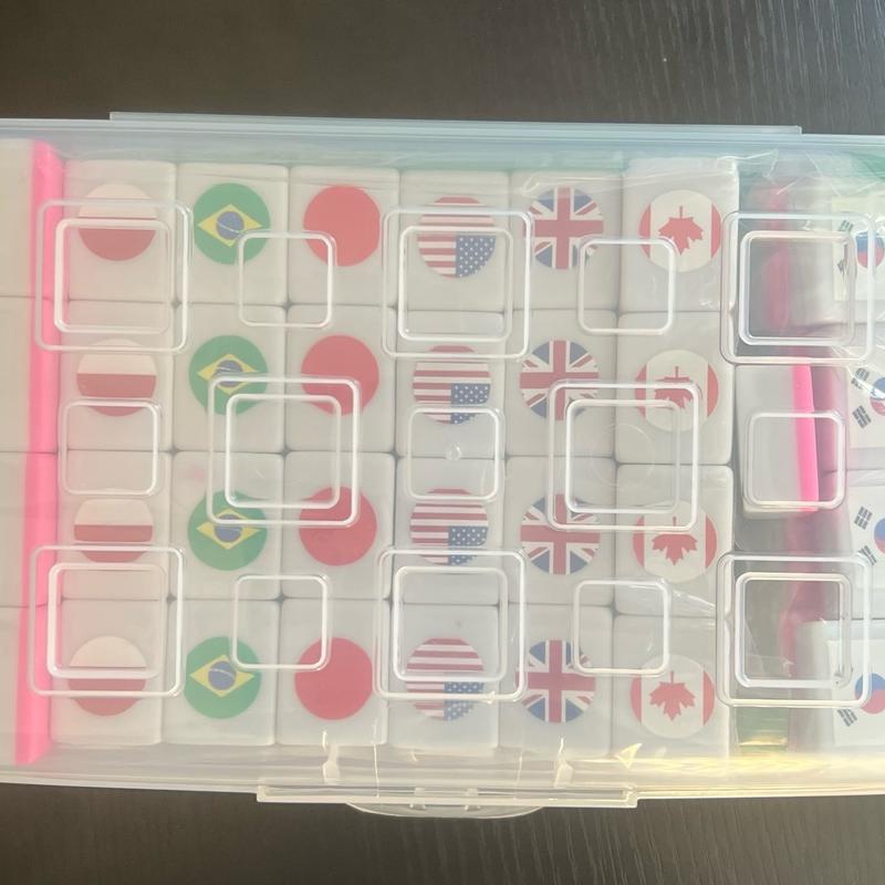 Friendly game set 65 tiles 3cm*2cm*1.4cm White Pink Flags partern