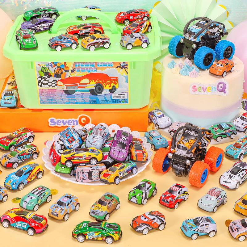 Toy Cars Party Favors for Kids, 72Pcs Pull Back Cars Playsets with Storage Box, Mini Toys Race Cars for Kids Goodie Bags Toys Bulk Prizes Rewards