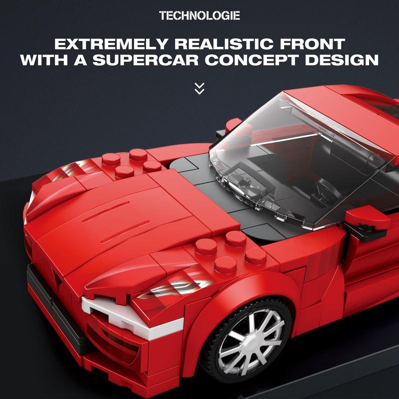 Red Building Blocks Car, 305pcs box Building Blocks Sports Car Model, DIY Assembly Toy for Teenager, Home Decoration Series Building Blocks Toy