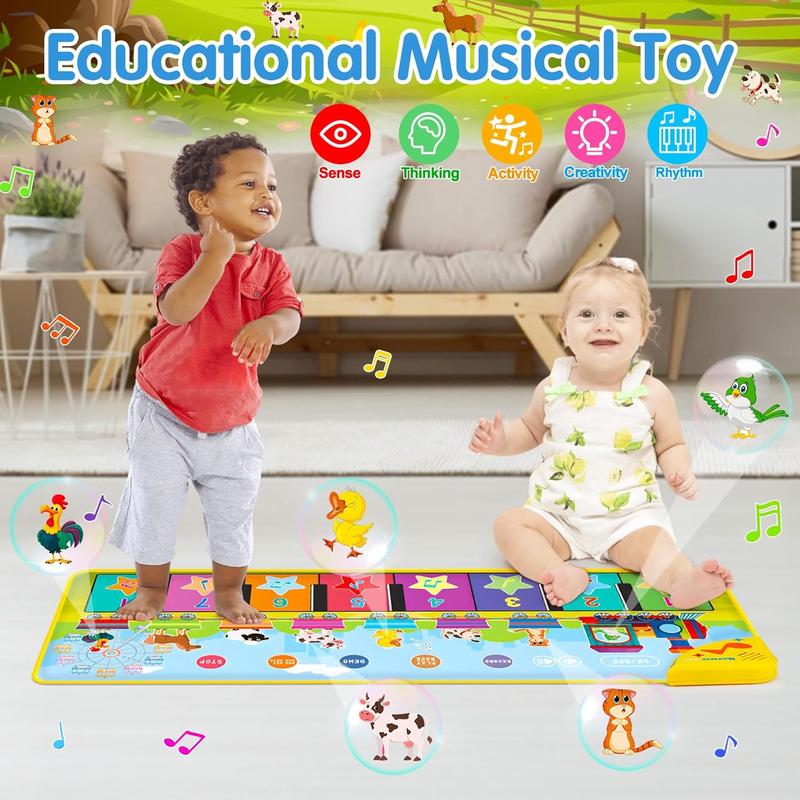 Floor Piano Mat for Toddlers 1-3 with 34 Music Sounds Educational Baby Musical Toys Toddler Toys Age 1-2 Sensory Interactive Learning Toys for 1 2 3 Year Old Boy Girl Birthday Gifts