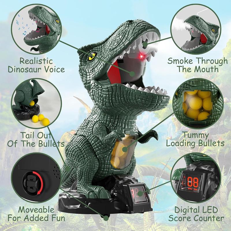 Movable Dinosaur Shooting Toys for  Boys, Shooting Target Games Toys with 2 Air Pump Gun, Spray ,toys for boys, Christmas Birthday Gifts