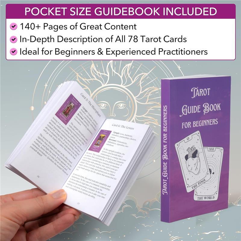 Tarot Cards with Guidebook | with Meanings on Them | Tarot Wrap Pouch with Placements | Purple & Pink Designs | Perfect for Beginners & Experienced Practitioners