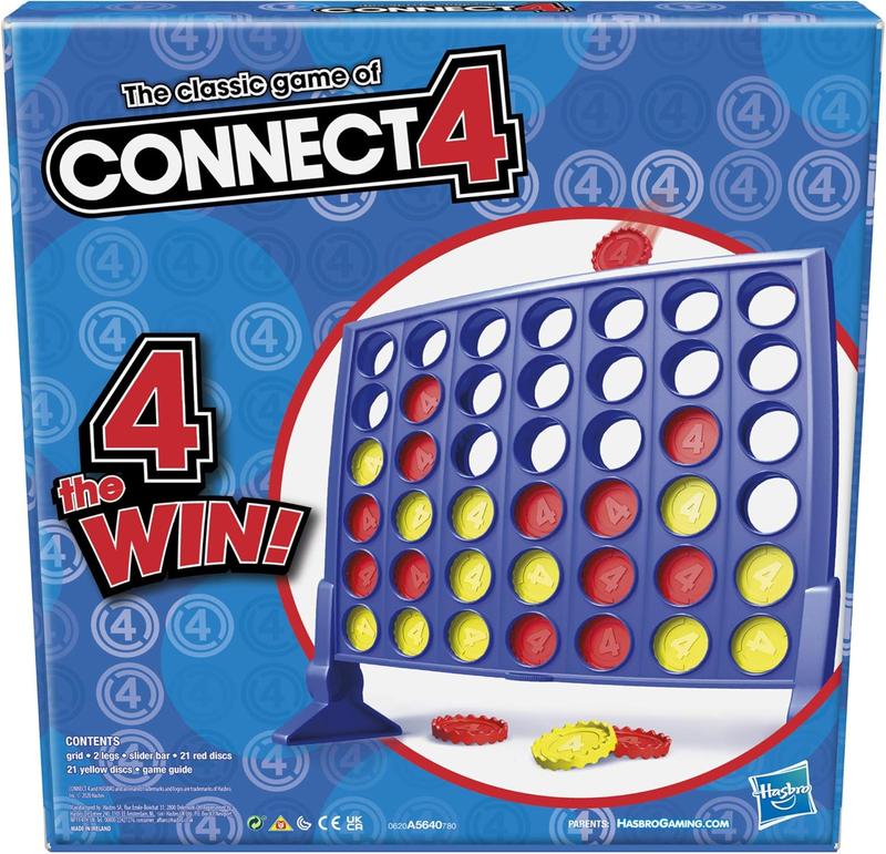 4 Connect Classic Grid Strategy Board Game for Kids, 2 Player, Multi Color, Ages 6 and Up