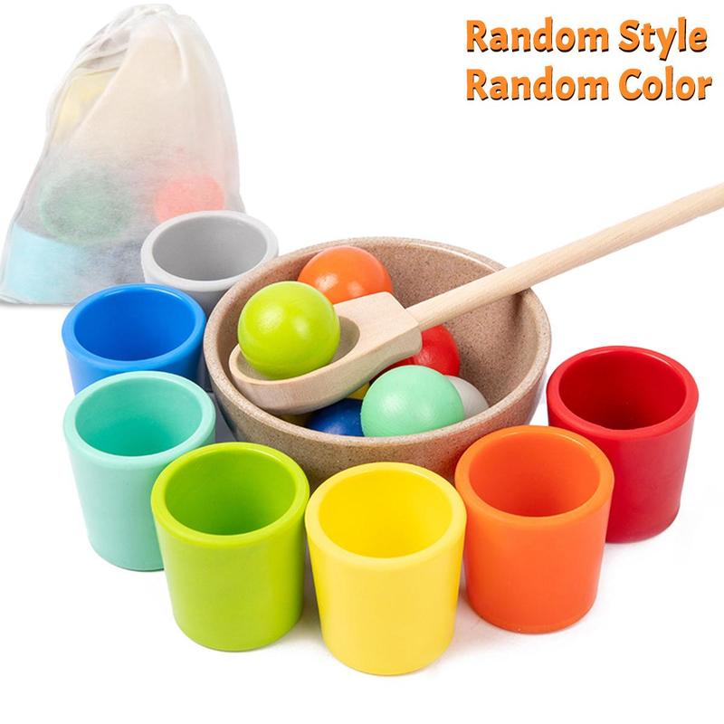 Random Color Wooden Color Matching Toy with Storage Bag, 15pcs 5pcs Montessori Sorting Game Toys, Color Matching and Quantity Calculation Game, Christmas Gift