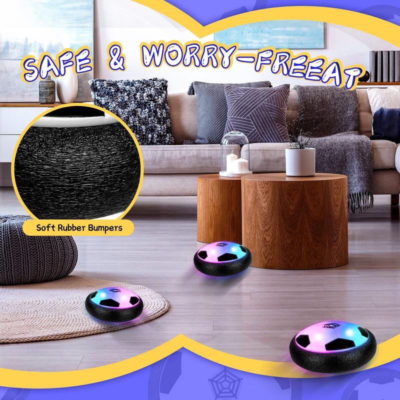 Indoor Hover Soccer Ball Game - LED Light Up Floating Ball for Kids, Perfect Birthday Present for Ages 3-12