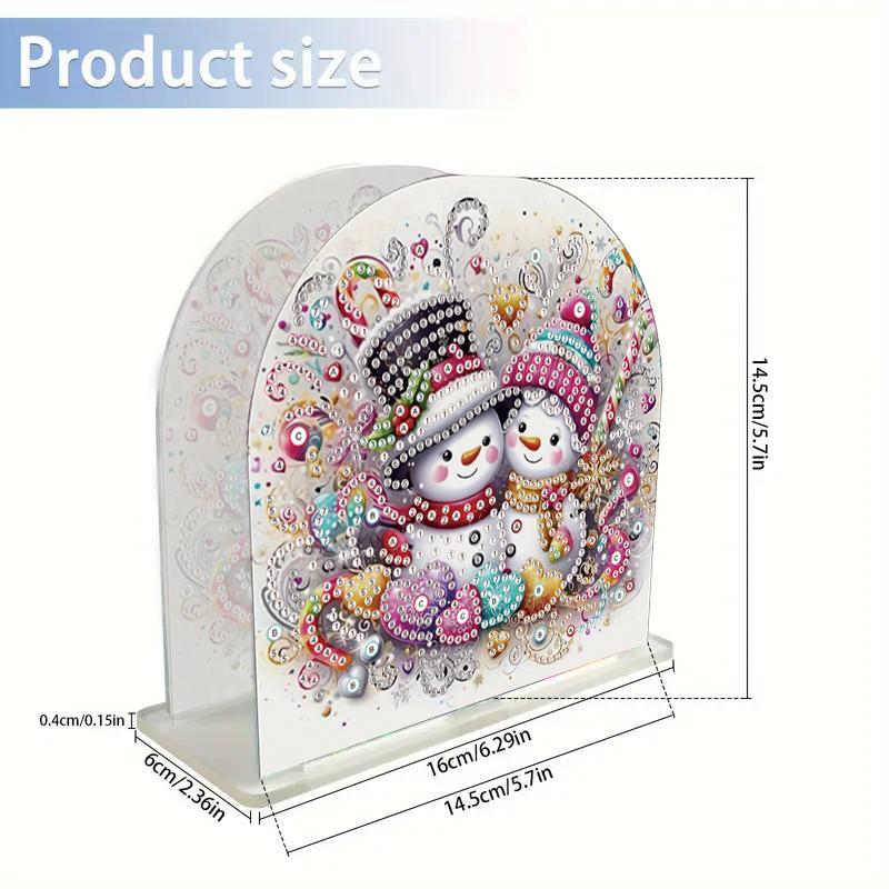 DIY Diamond Arts Colorful Painting Kit, Snowman Pattern Tissue Box, DIY Decorative Art Craft for Home Living Room Coffee Table