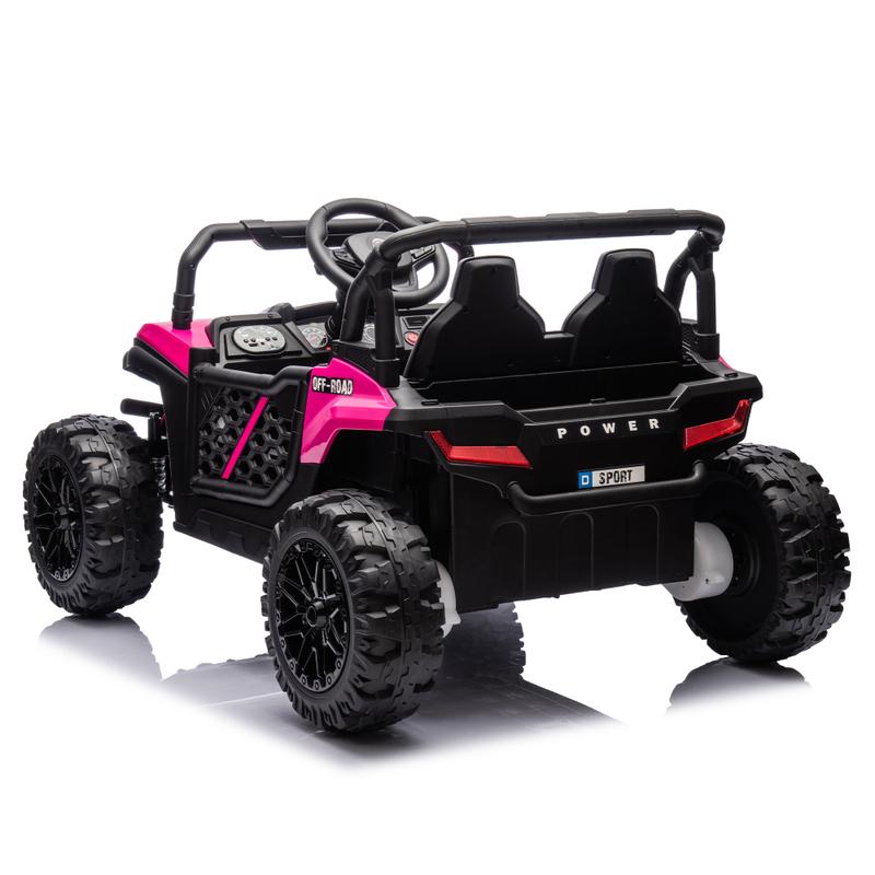 24V Kids Ride On UTV,Electric Toy For Kids w Parents Remote Control,Four Wheel suspension,Low Start,Adjustable speed,Multimedia player,Early Education,Bluetooth,Rear storage space for kids aged 3+.