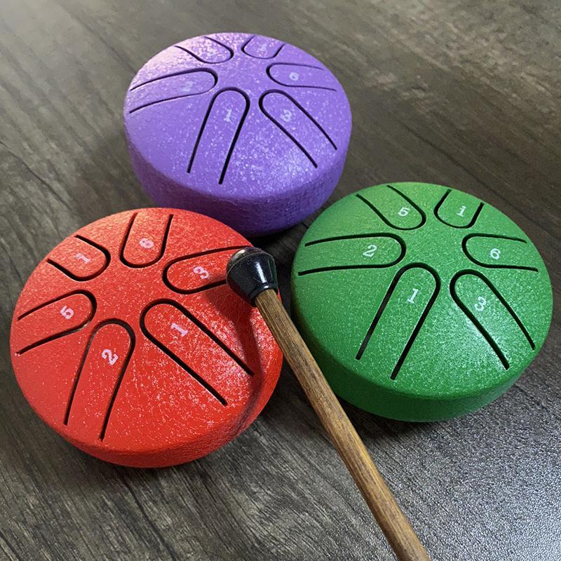 3-inch Steel Tongue Drum for Christmas Gift, 1 Count Portable Mini Hand Drum with Drumstick & Music Book, Musical Instrument for Camping, Meditation, Yoga