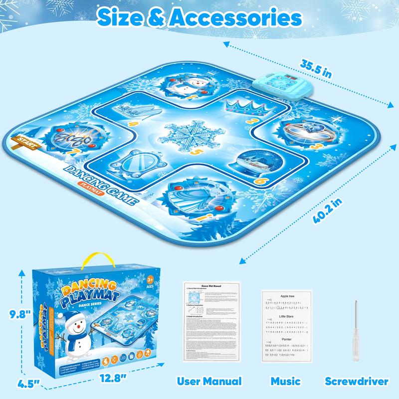 Dance Mat Toys for Girls Age 3 4 5 6 7 8-10 + Year Old, Girls Toys Age 6-8, Gifts for 3+ Year Old Girls, Dance Pad with LED Lights, 6 Game Modes, Built-in Music, Christmas Birthday Gifts for Kids