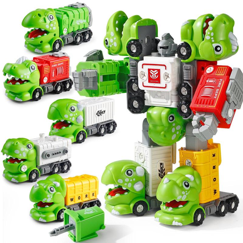 Transforming Dinosaur Truck: 5-in-1 Take-Apart Robot Toy for Kids, Featuring Dinosaur Truck Disassembly and Robot Transformation