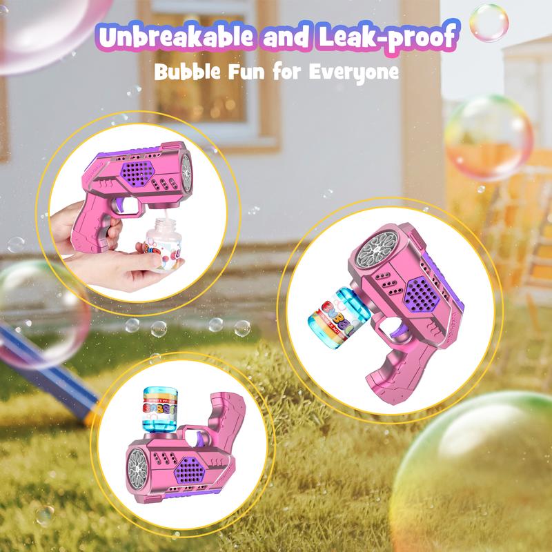 Christmas 2024 Gifts for Kids Zerhunt 2P Bubble Guns Blaster Machine Automatic With LED Light for Kid Outdoor Toys Beach Toy: Bubble Guns for Kids with Rich Bubbles - 10 Hole Non-Dipping Handheld Bubble Machine Gun Pack