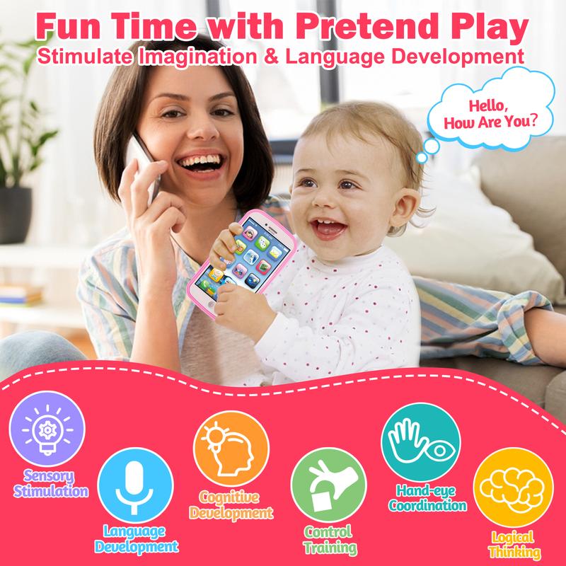 2PCS Toddler Fake Cell Phone & TV Remote Toys with Light and Sound Musical Learning Toys for Boys Girls Sensory Developmental Toys for Toddlers Christmas Birthday Gifts