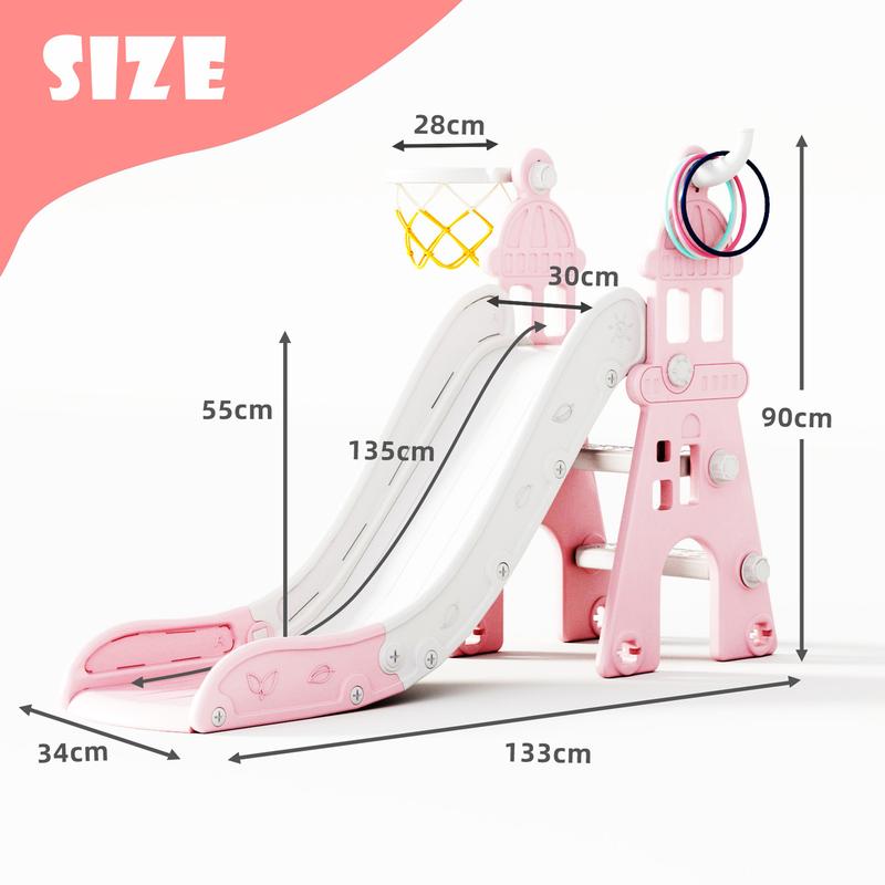 KORIMEFA Kids Slide Set with house Activity Playset Freestanding Climber Playset Indoor and Outdoor Plastic Freestanding Single Slide