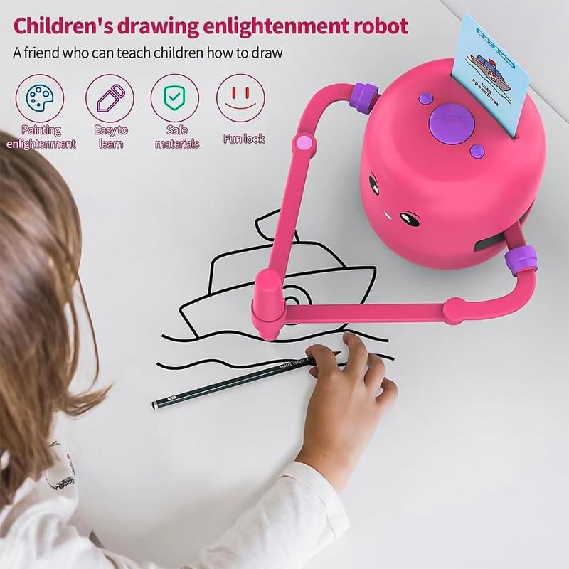 Drawing Robot for Kids, 2025 New Interactive Learning Toys with 100 Drawing Cards, Suitable for Children Aged 4 to 12, Music Voice Interaction Function, USB Rechargeable, Drawing Robot