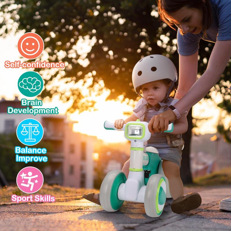 Balance Bike for Boys Girls Toddler Balance Bike 4 Wheels Mini Walking Ride on Toys with Colorful Lighting Birthday Gifts