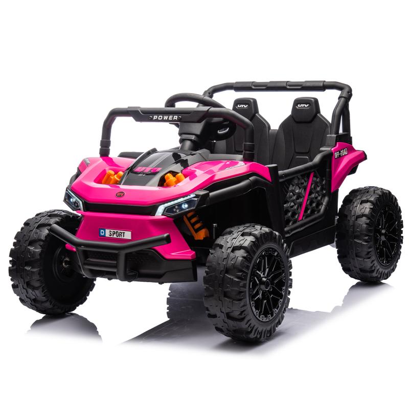 24V Kids Ride On UTV,Electric Toy For Kids w Parents Remote Control,Four Wheel suspension,Low Start,Adjustable speed,Multimedia player,Early Education,Bluetooth,Rear storage space for kids aged 3+.