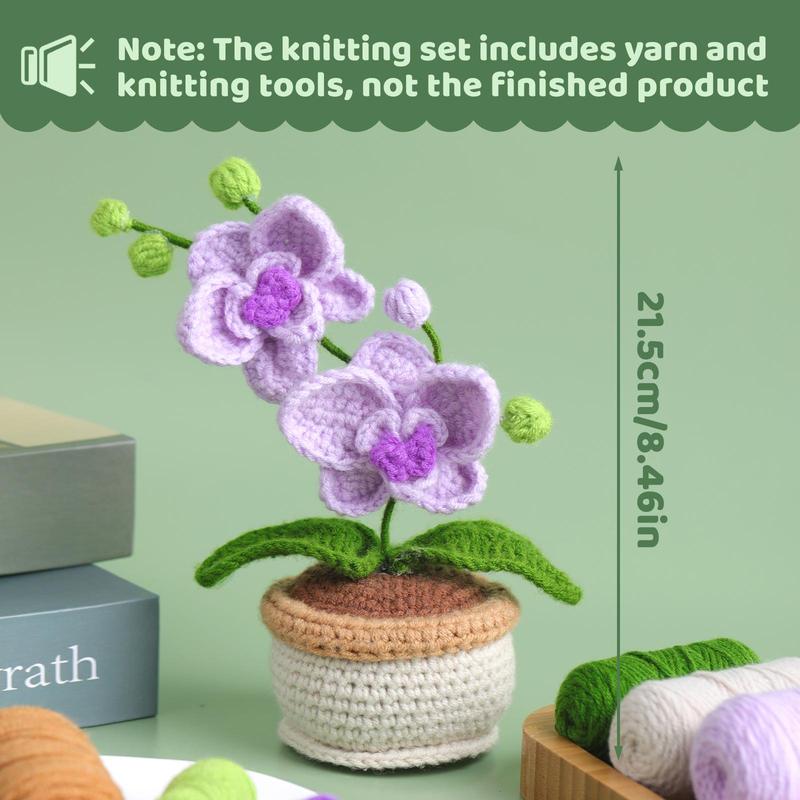 Butterfly Orchid Crochet Kit, Beginner Crochet Set, Crochet Knitting Set with Step-by-Step Video Tutorials, DIY Handmade Crochet Supplies for Beginners Adults