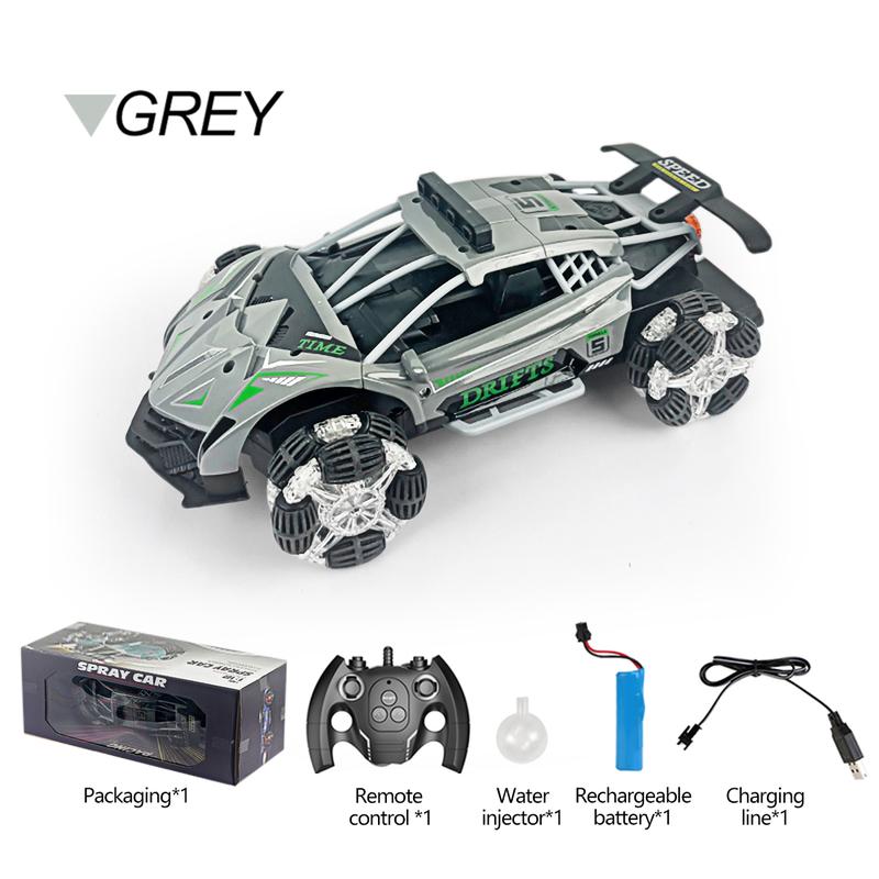 1:12 Remote Control Spray Four-wheel Drive Drift Racing Car RC High-speed with Rechargeable Battery Music Light 2.4 GHz six Channel 360-degree Flips Rotating Boy Children's Toy Car