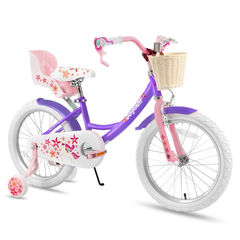 JOYSTAR christmas 2024 ornament Girls Bike for 2-9 Years Old Kids 12-18 Inch with Training Wheels Basket and Doll Seat kickstand