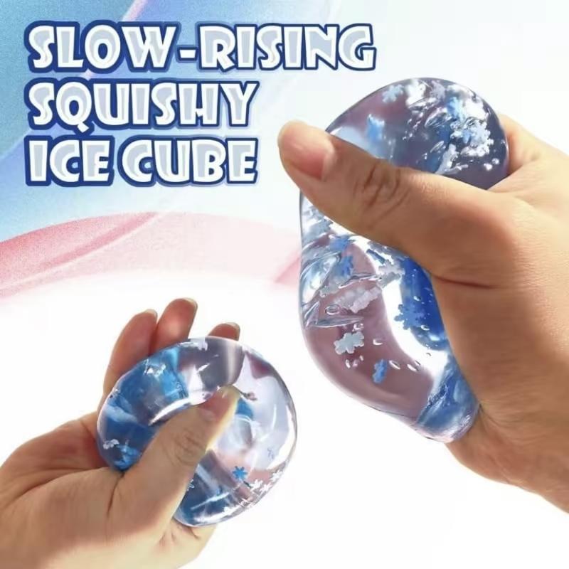 Nee Doh Nice Cube Stress Ball, 3D Square Squishable with Soothing Gel, Ice Cube Stress Ball Fidget Toy