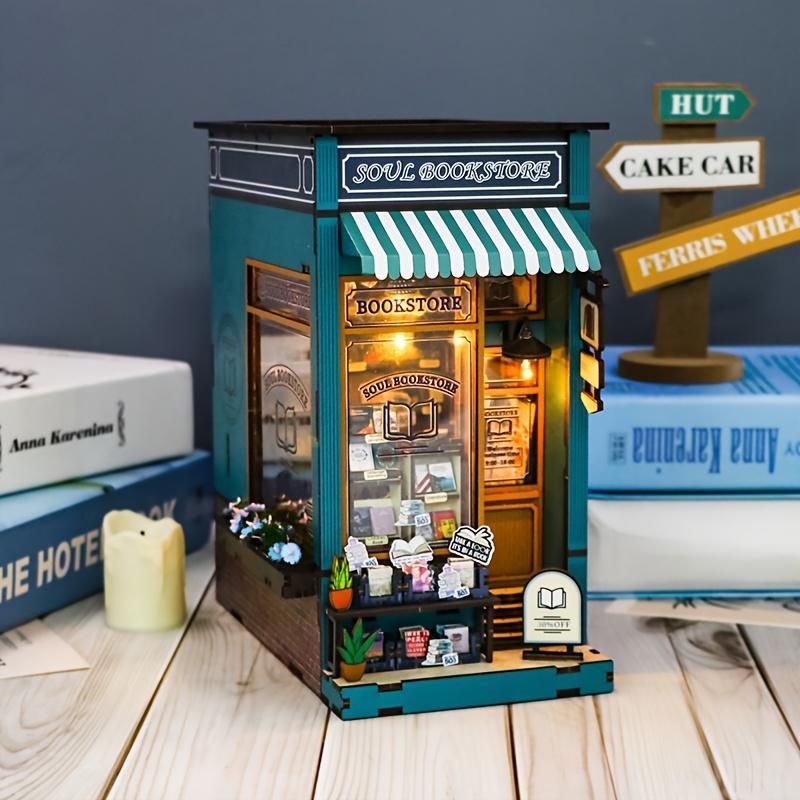 DIY Book Nook Kit, Miniature Bookstore Assemble Model Kit with Light Effect, Home Decor Micro Model, Perfect Gift for Teenagers and Adults