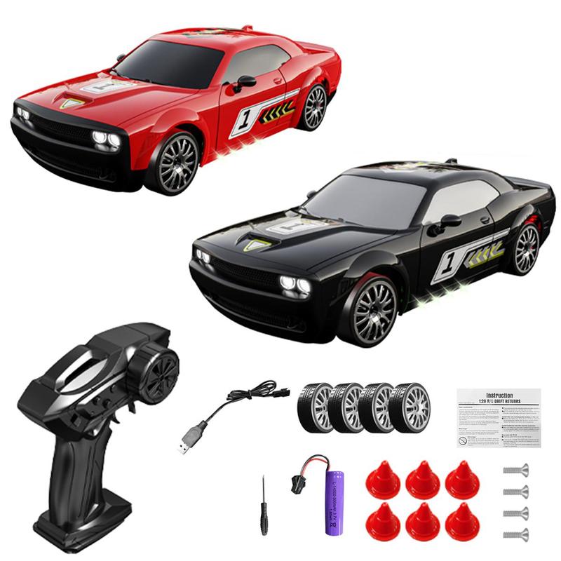 1:24 Scale Rc High-speed Drift Car, 2.4G Remote Control 4WD Rapid Drift with LED Lights, Gearbox Shock Absorption Racing Drift Wheel, Halloween Christmas Gift (Remote Control Needs To Buy 2 AA Batteries)