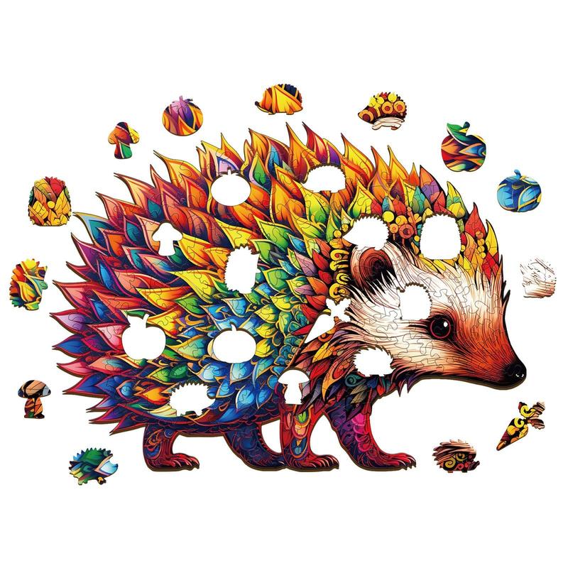 Cute Hedgehog Wooden Jigsaw Puzzle for Kids and Adults